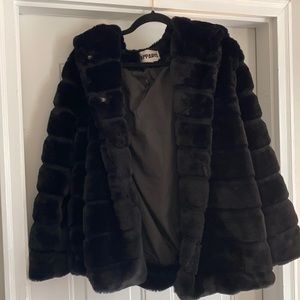Apparis Faux Fur button up hooded jacket